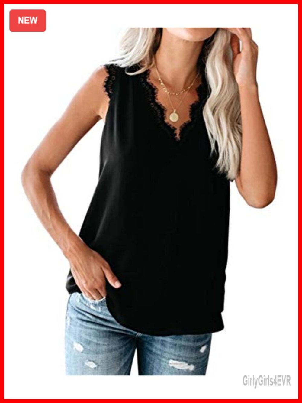 Lace Trim Sleeveless Cami Tank Top Dressy Camisole Casual Layering Top